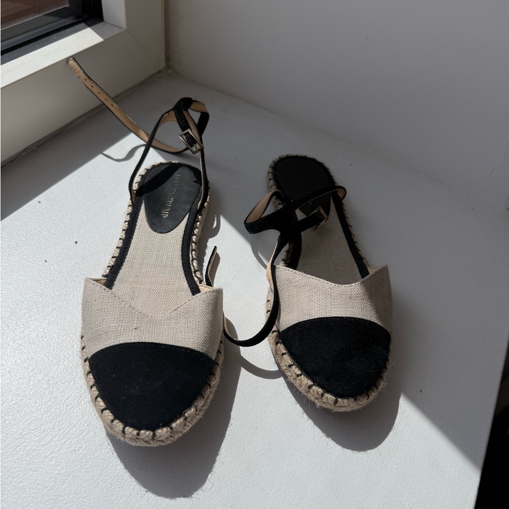 Elegant Black and Cream Women's Espadrille Sandals